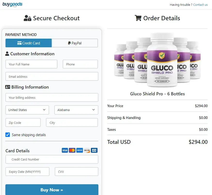 gluco shield pro order page